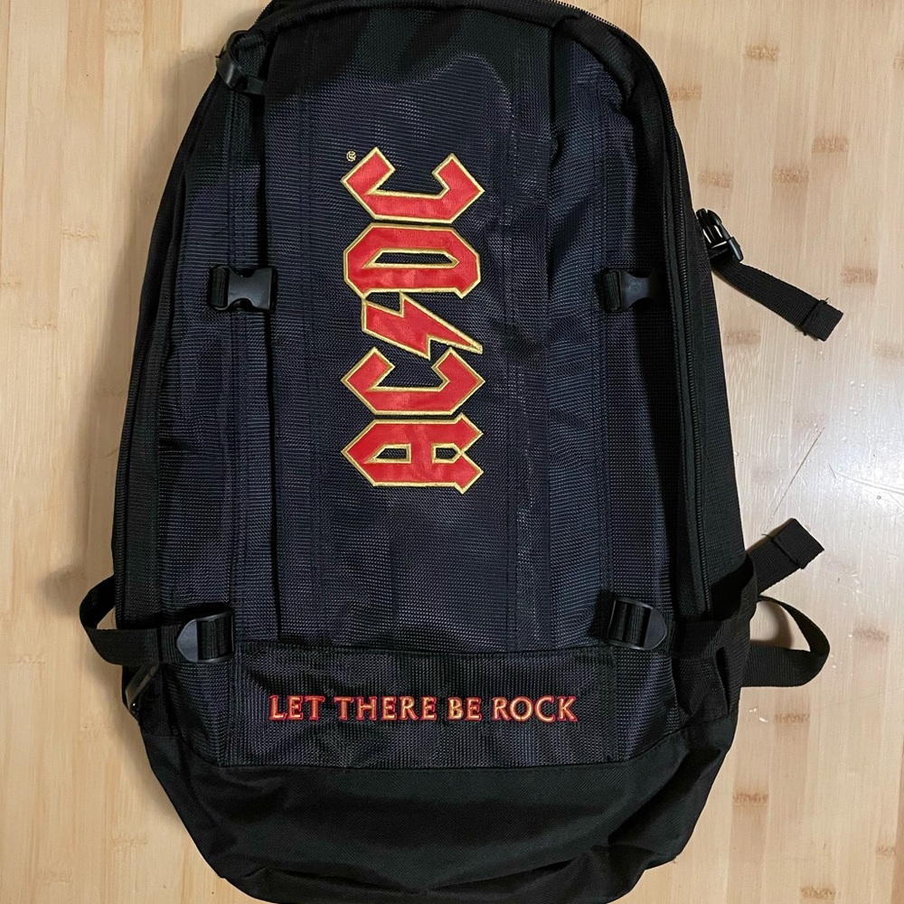 AC/DC Black and Red Backpack with Iconic Logo